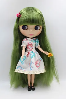 Безплатна пощенска доставка Кукла Blygirl Травянисто-зелен бретон права коса, тъканно обувки на куклата 30 см., нормално тяло