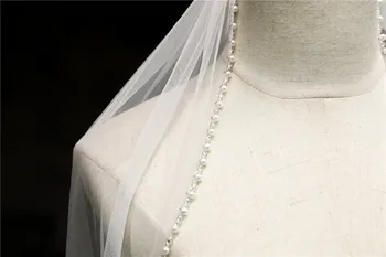 Сватбени воали NUZK с перли и мъниста Фаты за младоженци Сватбени фаты от кристал и мъниста Bling Къса velos de новия