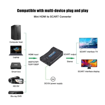 WVVMVV 1080P HDMI-съвместим с SCART Видео Аудио Скъп Конвертор Адаптер AV сигнала е HD-приемник TV DVD с вилица за хранене САЩ/ЕС
