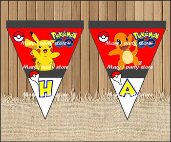 Pokemon Go Банер Детски душ Pokemon Go Украса за парти по случай рождения Ден на Детски Стоки за събития и партита Триъгълници за партита За печат