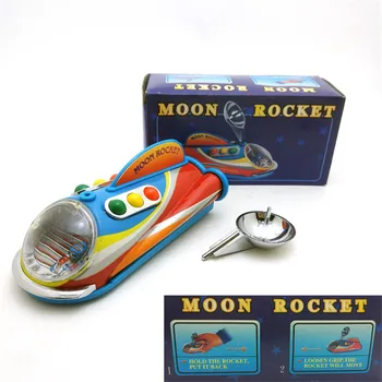[Забавно] Колекция за възрастни Ретро Завийте Метална играчка лидице Лунна ракета Rover Механични заводные играчка фигурки модел детски подарък