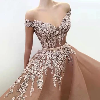 Красива 3D апликация на цвете, Beading, вечерна принцеса рокля с открити рамене, колан с V-образно деколте, Вечерна рокля за бала, трапециевидные халати de soirée