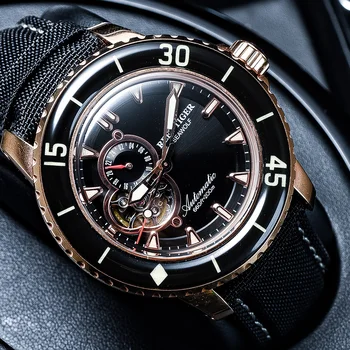 Reef Тигър/RT най-Добрите маркови часовници За мъже Спортни Автоматичен часовник Rose gold Супер Светещи Часовници за гмуркане Найлонов ремък RGA3039