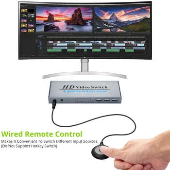 LiNKFOR 4 В 1 Изход HDMI-съвместим Превключвател KVM Switch KVM Превключвател С 4 Порта Поддръжка на 4K@30 Hz Резолюция За 4 бр. Общ Монитор