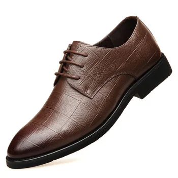 IMAXANNA нова мъжки кожени обувки британската модерен бизнес проста, с ниско деколте и удобна луксозна марка, на официална ежедневни обувки на сватба