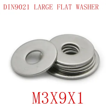 500шт DIN9021 М3 3 mm x 9 mm x 0,8 мм плоска шайба от неръждаема стомана