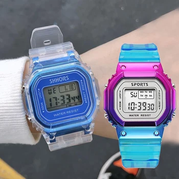 Модерен Мъжки Дамски часовници Цветни Ежедневни Ефирни Цифрови Спорт часовници Подарък Часовник LED Светлинен часовник Дамски часовник