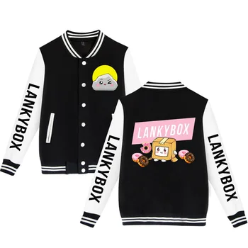 Аниме Lankybox Бейзболна форма на Руното яке на Жените и Мъжете Harajuku Градинска облекло за Хип-хоп с дълъг ръкав Долговязая скоростна Розова hoody с качулка Hoody