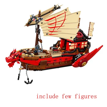 Лодка-дракон градивните елементи на Съдбата Награда Кораб Фантом тухли с 7 фигурки на образователни детски играчки, подаръци, Коледни подаръци