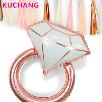 Огромно розово злато пръстен с диамант фолио балон на булката, за да бъде балон с хелий балон на булчински душ сватбени стоки сватбени декорации
