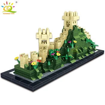 HUIQIBAO 1202 бр. Китай, Великата Китайска Стена 3D Модел Микро Градивен елемент на Градската Гледка към улицата Моделиране на Архитектура на Мини-Тухлена Детска играчка