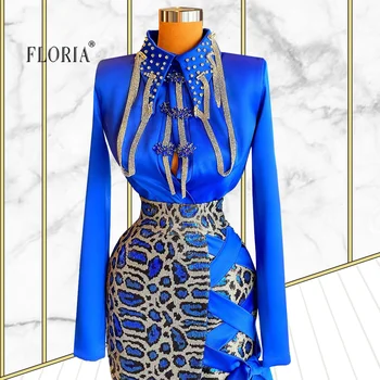 Кралско Синьо Мини За момичета 2021 Женски костюм Вечерни коктейлни рокли Royal Blue Мини Mädchen 2021 Фрауен Анцуг Абендклейд