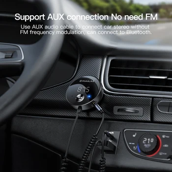 KUULAA Bluetooth, Aux Адаптер 5.0 Безжичен Адаптер Приемник USB Аудио Музика Микрофон, Адаптер за свободни ръце за Автомобил на Динамиката на Автомобилен Приемник