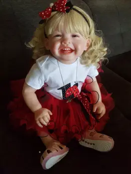 68 CM Възстановената Миличка Момиче е Голяма Кукла с червена рокля с Ръчно изработени Популярна Нашата Мила Щастливата Кукла