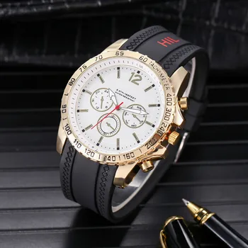 Известни популярни маркови часовници за мъже Луксозни Мъжки часовник с голям циферблат със силикон каишка на Кварцови ръчни часовници Спортни часовници Hifig Reloj Hombre