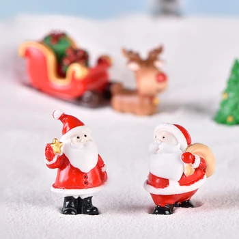 Направи си САМ Коледна Елха, Дядо Коледа, Снежен човек на Шейна Мини-Украса от Смола, Сладка Кукла Аквариум Микро Пейзаж Градина Домашна Украса на Подарък