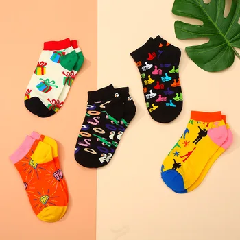 1 Чифт забавни женски чорапи Ежедневни мультяшные тънки сладки чорапи-лодка Модерни къси чорапи Harajuku Лятото дишащи памучни чорапи по щиколотку