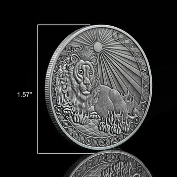 2021 на Съзвездието Лъв, Лъв, 12 Зодиака Античен сребърно покритие Монета/Колекция Метални Изделия за икони