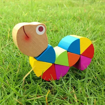 Горещи дървени гъсеници крокодил играчки за малки деца забавни цветни забавни подаръци WJ475
