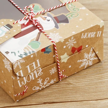 Горещи Хартиени Подаръчни Кутии Голям Размер за Весела Коледа Бонбони Торта Бисквити Опаковане на Подарък Кутия с Снеговиком Подарък карта на Дядо Коледа