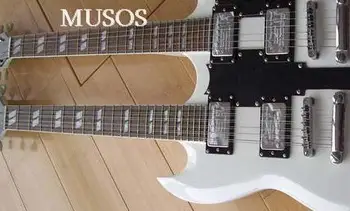 Висококачествена електрическа китара с двойно деколте 12 низ и 6 струнен китара бял, тъмно-червен корпус от махагон Безплатна доставка 8yue19