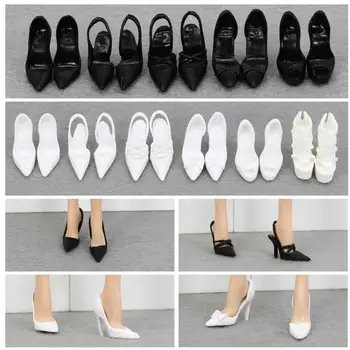 куклени чифт красиви обувки модерен черно-бели обувки, обувки на висок ток за вашата колекция кукли барби BBI988