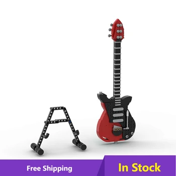 Ръчна Музикална Китара, изработена по поръчка, Червена Специална поставка за дисплея, Строителни блокове, Гитарная играчка, Блок за Коледен подарък