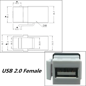 20 СМ Keystone USB 2.0 мъж към жена / от жена на жена с къс кабел