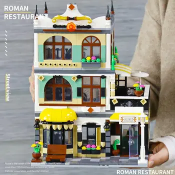 MOC Lepinblocks Серия от Street View Римски Парижки Ресторант Строителни Блокове, Тухли, Играчки За Рожден Ден, Коледни Подаръци QL0936