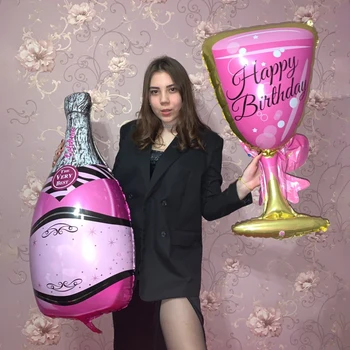 Голяма Бутилка от Чаша Шампанско Балони от алуминиево фолио Сватбена Украса за парти по случай рождения Ден на Юбилейните балони за душата на детето Короната