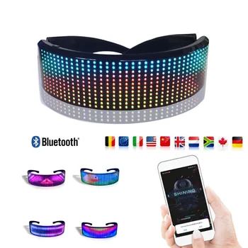 Led Очила Bluetooth Цветни LED Smart точки свързани с приложение за Управление на DIY/Текст/Графити/Анимация/Ритъм USB Зареждане
