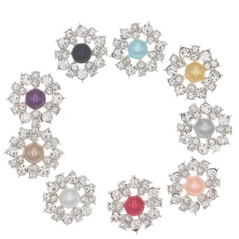 Нов 10шт 21 мм кристал перлена пуговица метални кристали декоративни копчета за дрехи bottoni manualidades costura decorativi