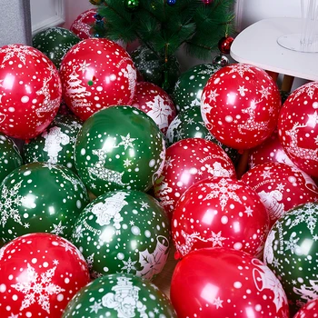 10шт Коледен Латексный Балон Коледна Украса Дядо Коледа е Червен, Зелен Балон Празнична Декорация Парти