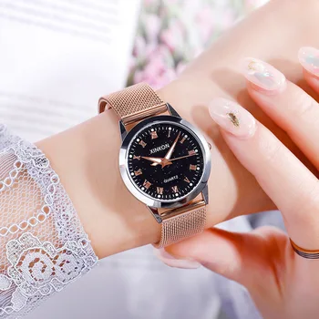 нови дамски часовници с мрежесто каишка дамски часовници римски студентски ръчен часовник подарък гореща разпродажба