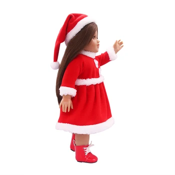 Прекрасна Червена Коледна стоп-моушън Облекло, Пола+Шапка, Определени За 18-Инчови Американски И 43 Нови Детски Кукли Брон Бебешка Рокля Играчки Аксесоари За кукли