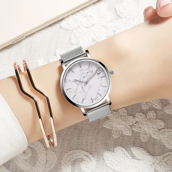 2019 mode Frauen Uhren Personlichkeit Damen Marmor Muster Armbanduhr Edelstahl Frauen Uhr montre femme reloj mujer