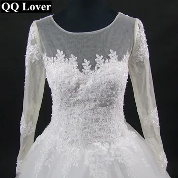 Последна Сватбена рокля с илюзията цвят на Кожата 2022 година С дълъг ръкав от дантела Vestido De Noiva Рокля на Булката, Плюс Размер Сватбени рокли