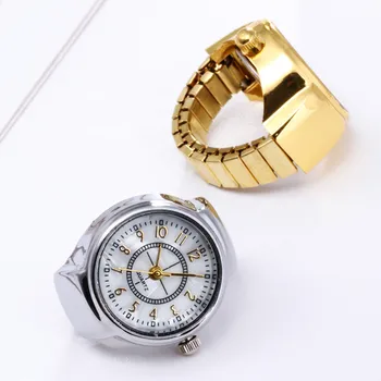 Нова Мода Луксозни Часовници с пръстен на пръста Бизнес кварцов аналогов Часовник Творчески Стоманени Стръмни Разтеглив кварцов ръчен часовник reloj hombre