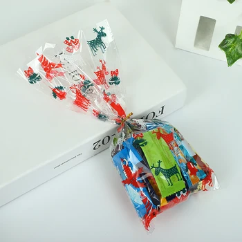 50 бр/Пакет Коледна опаковка на Шоколади Чанта PVC Прозрачен Подарък Пакет Нова година Коледна Украса Опаковъчна хартия за Печене