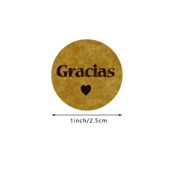 100-500шт Gracias Испански Благодаря Естествени Крафт Етикети 1 Цолови Етикети От Самозалепваща Етикет За Запечатване на Пликове за Опаковане на Подаръци