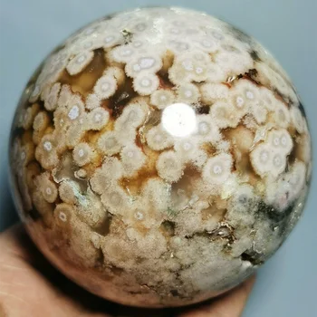 Редки естествени снежинки, цветя, череши, кристална топка от ахат, украса на стаята за изцеление Рейки, Мадагаскар