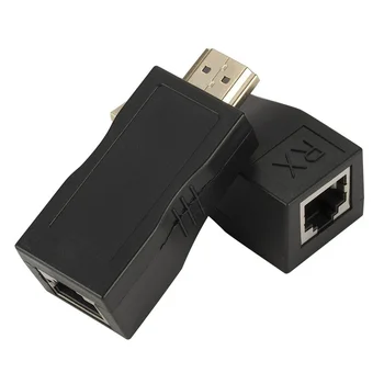 Grwibeou 1 Двойка RJ-45 4K, HDMI-съвместим Удължител за разширение до 30 м В мрежата CAT5e Cat6 Ethernet LAN за HDTV HDPC DVD PS3