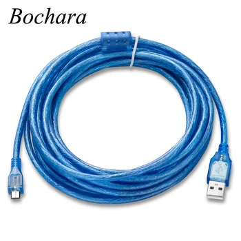 Кабел за предаване на данни Bochara Micro USB 2.0 USB Тип A за свързване към Mirco USB 2.0 С двойно екраниран(Фолио+Ракита) Прозрачен син 1.5 m 3m 5m