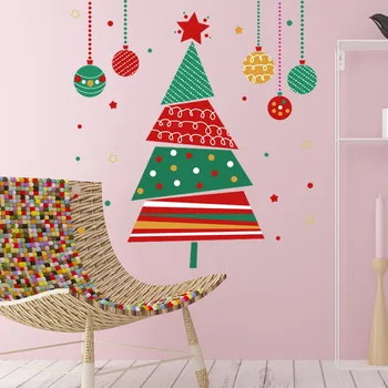 Коледно Дърво Стикери за стена Коледни Стикери за стена за празнична украса Подвижни Стенни плакати Винилови тапети Аксесоари за партита