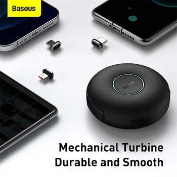 Baseus 3 в 1 Магнитно Зарядно Устройство C USB Кабел За iPhone 12 Micro USB Тип C Бързо Зареждане за Samsung Xiaomi Разтегателен Тел Кабел