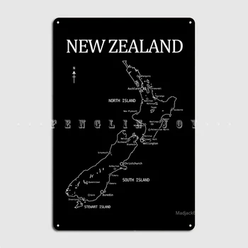 Карта на Нова Зеландия Метална Табела Кино Гараж Дизайн Стенни стенопис, Плакат Лидице знак Плакат