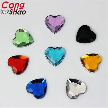 Cong Шао 200 бр. 12 мм Цветни камъни във формата на сърце и кристали Акрил кристал апликирани Скъпоценни камъни за костюми Копчета Занаяти CS132