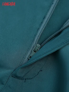Тангада 2021 Мода За жени Зелен Костюм, Панталони, Панталони с джобове Офис дамски елегантни Панталони Pantalon CE350