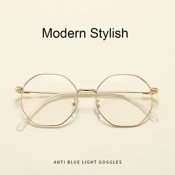 Модерни Оптични очила с анти-Син лъч с кутия пролетта гайки за Метални рамки за очила За мъже и жени с пълен джанта мулти фасетиран очила