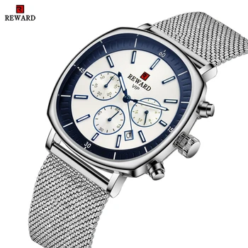 НАГРАДА на най-Добрите Луксозни мъжки Бизнес часовници Милано стоманена мрежа лентата с автоматична Дата Кварцов ръчен часовник Водоустойчив Masculino Reloj Hombre